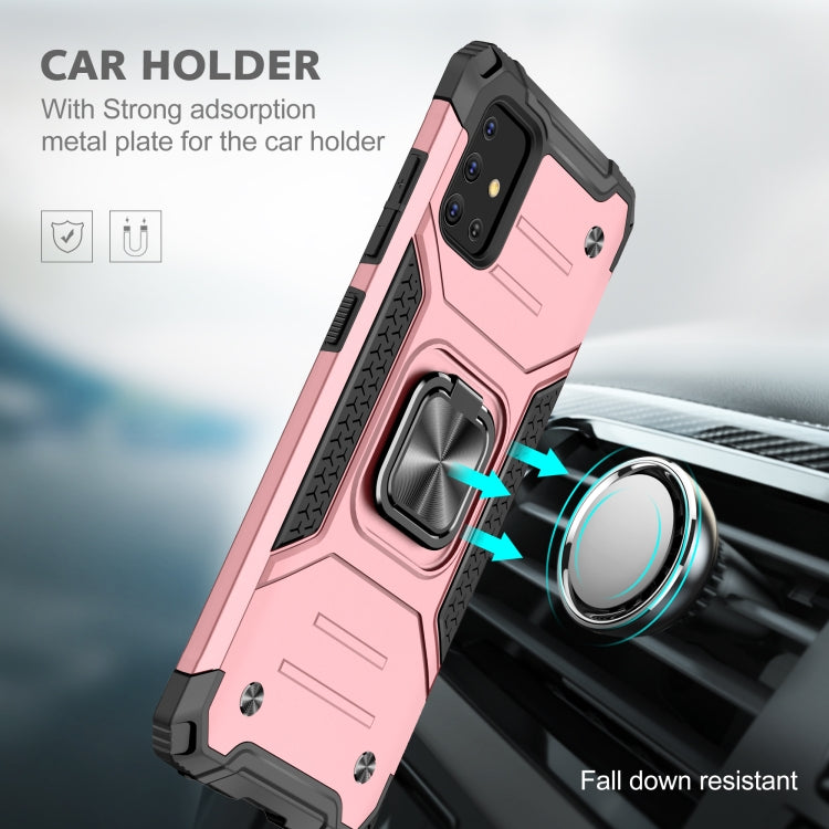 For Samsung Galaxy A51 Magnetic Armor Shockproof TPU + PC Case with Metal Ring Holder