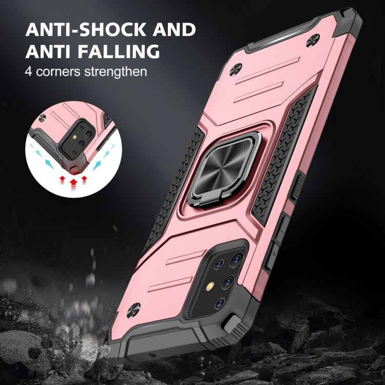For Samsung Galaxy A51 Magnetic Armor Shockproof TPU + PC Case with Metal Ring Holder
