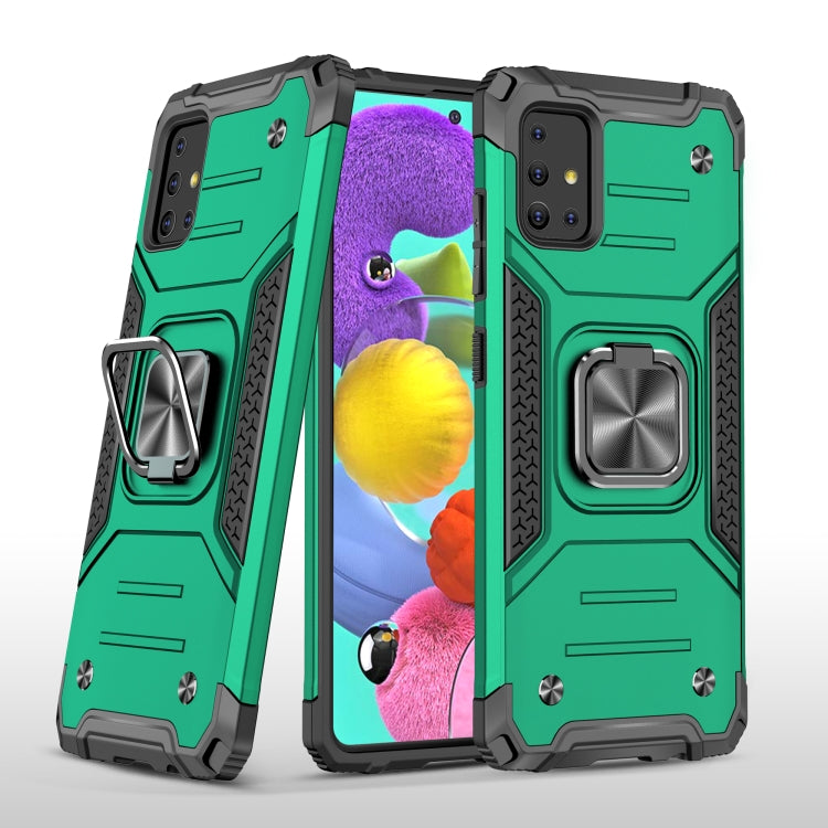 For Samsung Galaxy A51 Magnetic Armor Shockproof TPU + PC Case with Metal Ring Holder