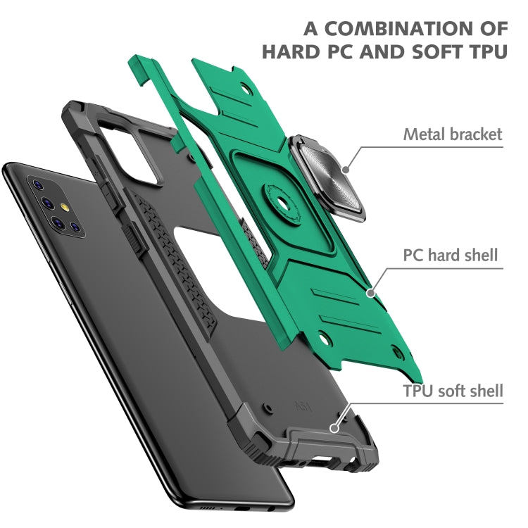 For Samsung Galaxy A51 Magnetic Armor Shockproof TPU + PC Case with Metal Ring Holder