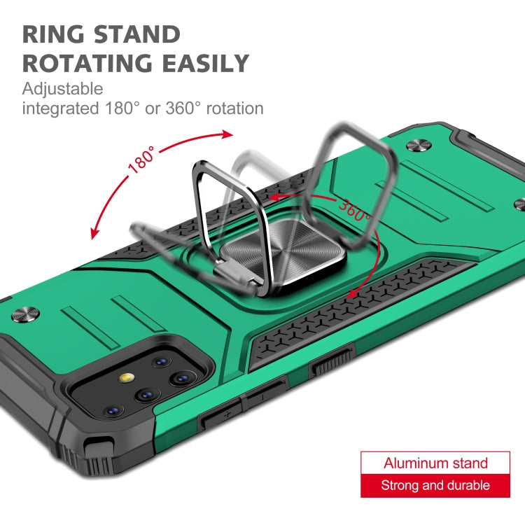 For Samsung Galaxy A51 Magnetic Armor Shockproof TPU + PC Case with Metal Ring Holder