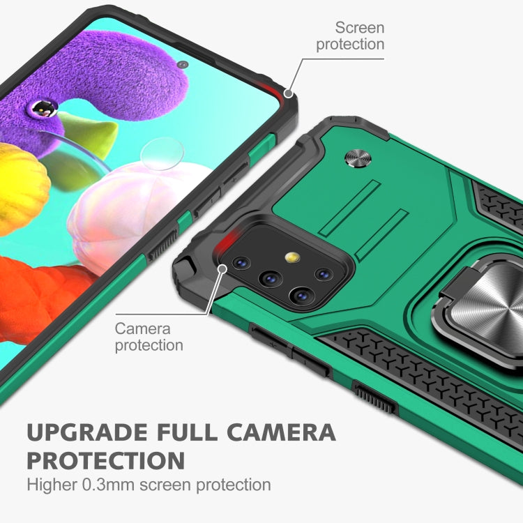For Samsung Galaxy A51 Magnetic Armor Shockproof TPU + PC Case with Metal Ring Holder