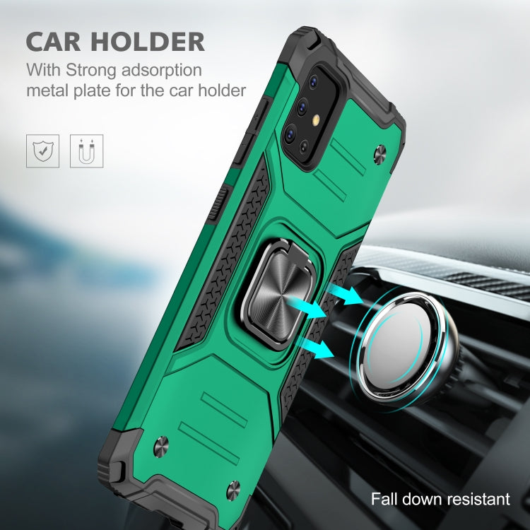 For Samsung Galaxy A51 Magnetic Armor Shockproof TPU + PC Case with Metal Ring Holder