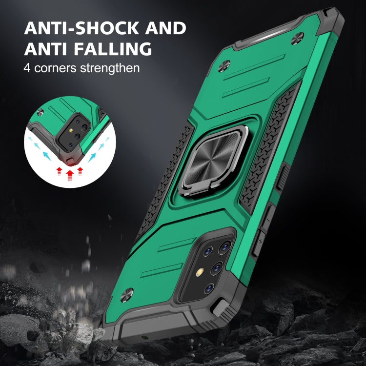 For Samsung Galaxy A51 Magnetic Armor Shockproof TPU + PC Case with Metal Ring Holder