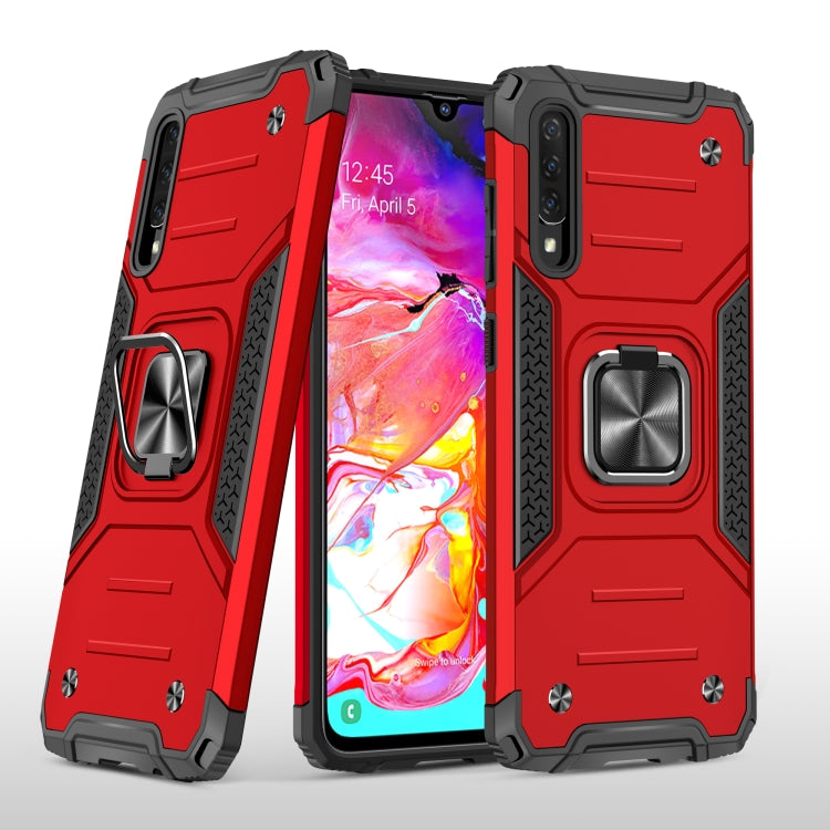 For Samsung Galaxy A70 Magnetic Armor Shockproof TPU + PC Case with Metal Ring Holder
