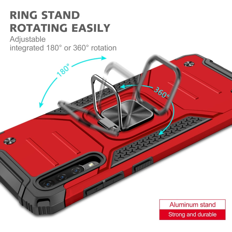 For Samsung Galaxy A70 Magnetic Armor Shockproof TPU + PC Case with Metal Ring Holder