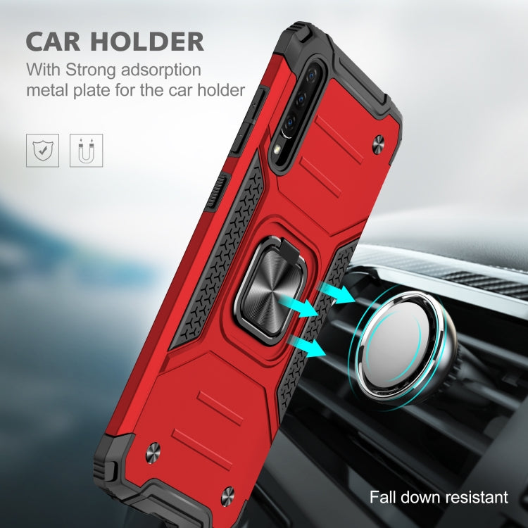For Samsung Galaxy A70 Magnetic Armor Shockproof TPU + PC Case with Metal Ring Holder