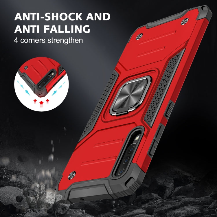 For Samsung Galaxy A70 Magnetic Armor Shockproof TPU + PC Case with Metal Ring Holder