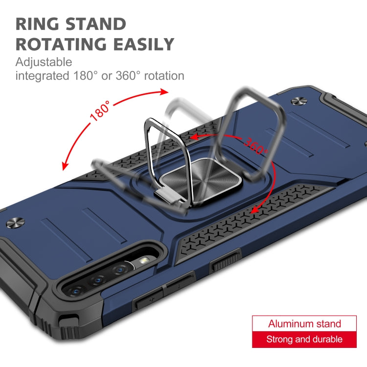 For Samsung Galaxy A70 Magnetic Armor Shockproof TPU + PC Case with Metal Ring Holder