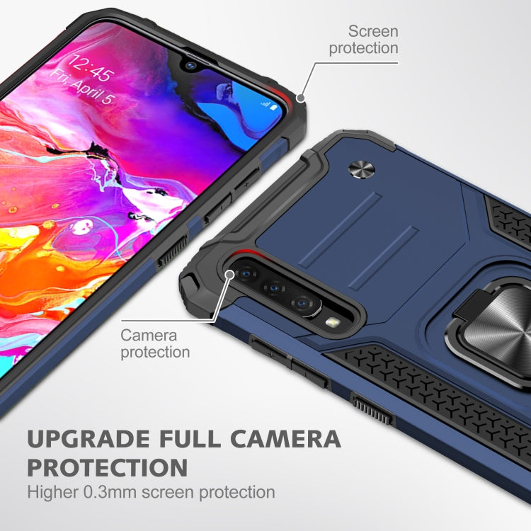 For Samsung Galaxy A70 Magnetic Armor Shockproof TPU + PC Case with Metal Ring Holder