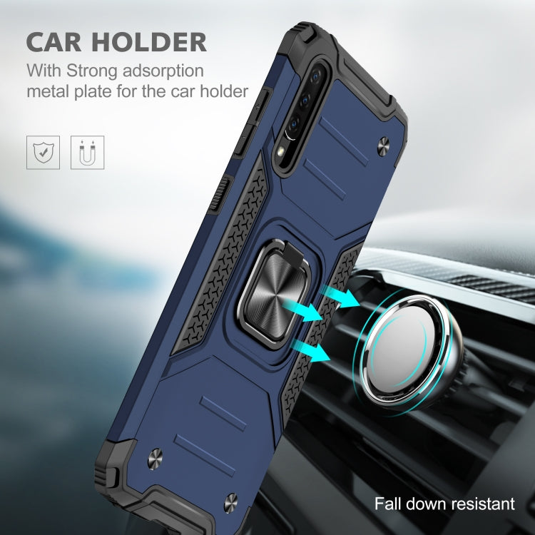 For Samsung Galaxy A70 Magnetic Armor Shockproof TPU + PC Case with Metal Ring Holder