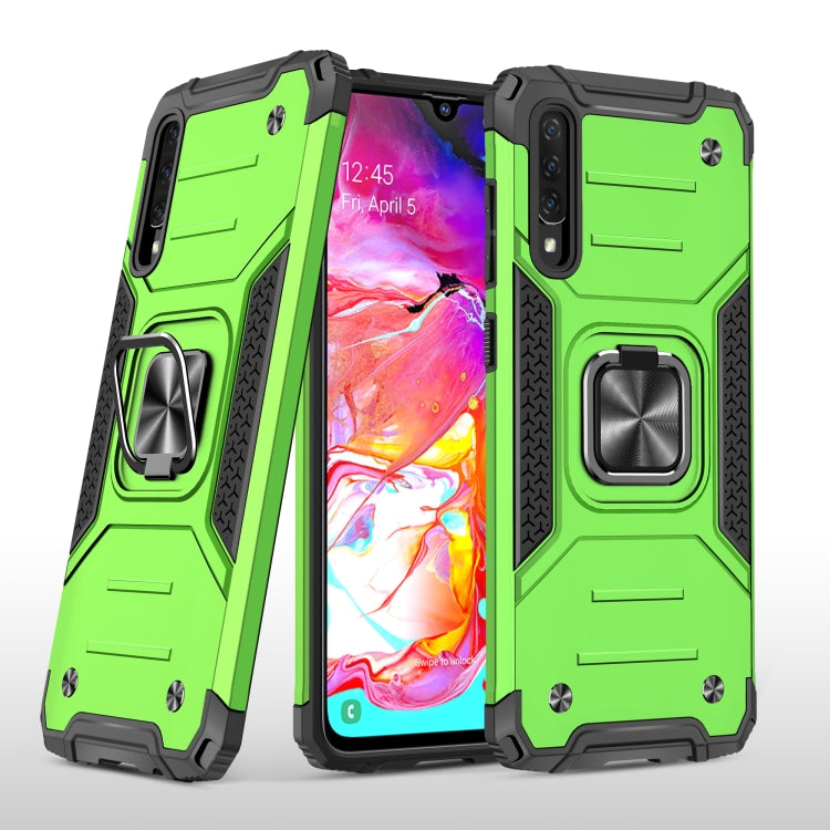 For Samsung Galaxy A70 Magnetic Armor Shockproof TPU + PC Case with Metal Ring Holder