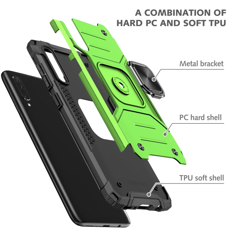 For Samsung Galaxy A70 Magnetic Armor Shockproof TPU + PC Case with Metal Ring Holder
