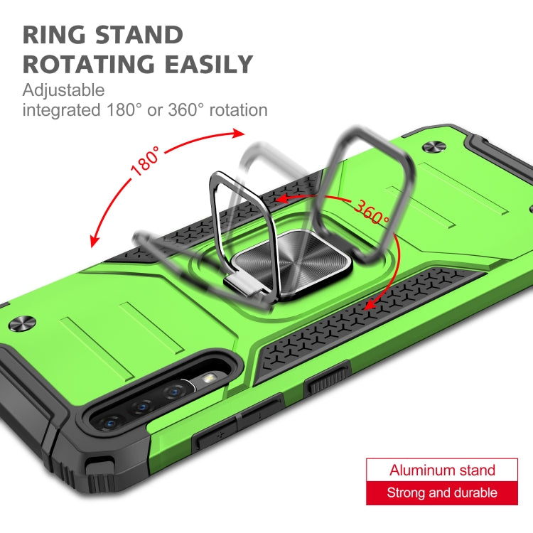 For Samsung Galaxy A70 Magnetic Armor Shockproof TPU + PC Case with Metal Ring Holder