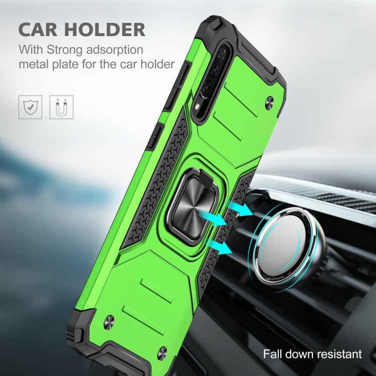 For Samsung Galaxy A70 Magnetic Armor Shockproof TPU + PC Case with Metal Ring Holder