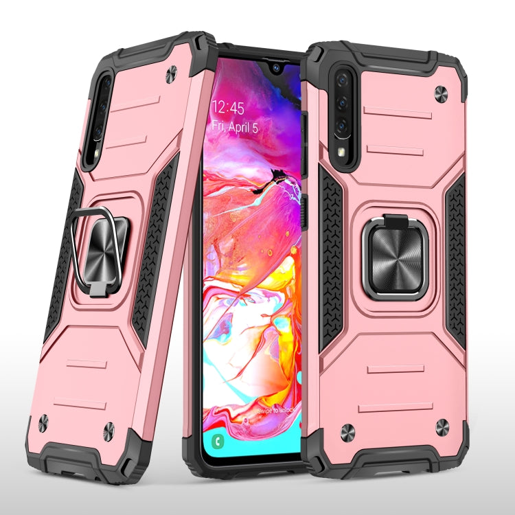 For Samsung Galaxy A70 Magnetic Armor Shockproof TPU + PC Case with Metal Ring Holder