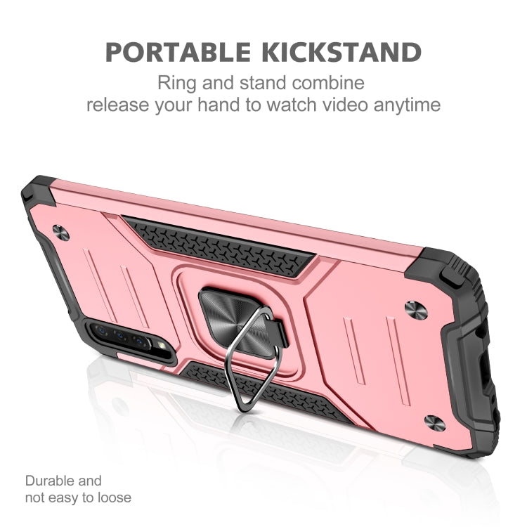 For Samsung Galaxy A70 Magnetic Armor Shockproof TPU + PC Case with Metal Ring Holder