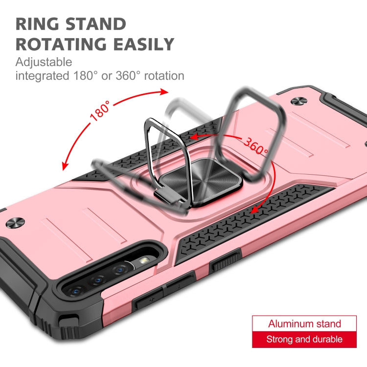 For Samsung Galaxy A70 Magnetic Armor Shockproof TPU + PC Case with Metal Ring Holder