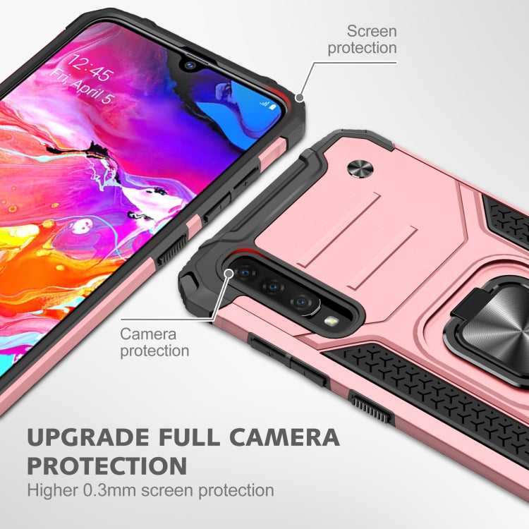 For Samsung Galaxy A70 Magnetic Armor Shockproof TPU + PC Case with Metal Ring Holder
