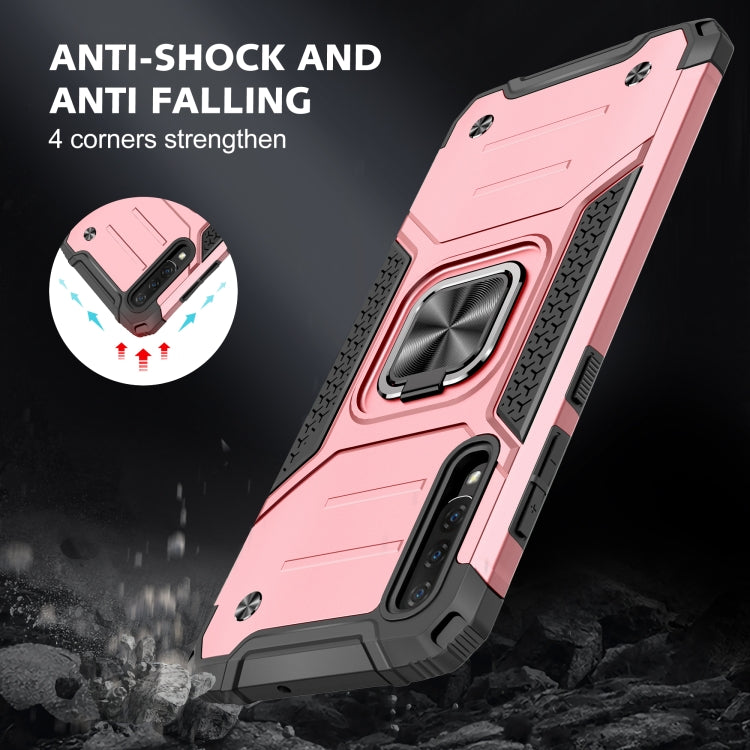 For Samsung Galaxy A70 Magnetic Armor Shockproof TPU + PC Case with Metal Ring Holder