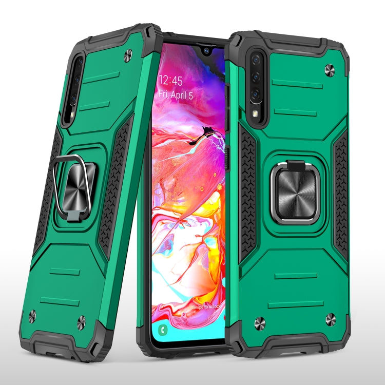 For Samsung Galaxy A70 Magnetic Armor Shockproof TPU + PC Case with Metal Ring Holder