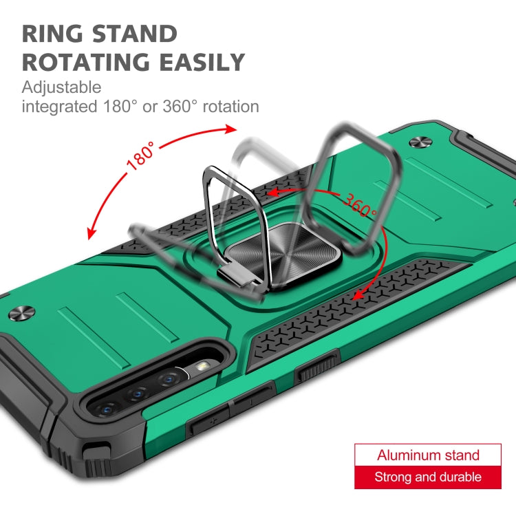 For Samsung Galaxy A70 Magnetic Armor Shockproof TPU + PC Case with Metal Ring Holder