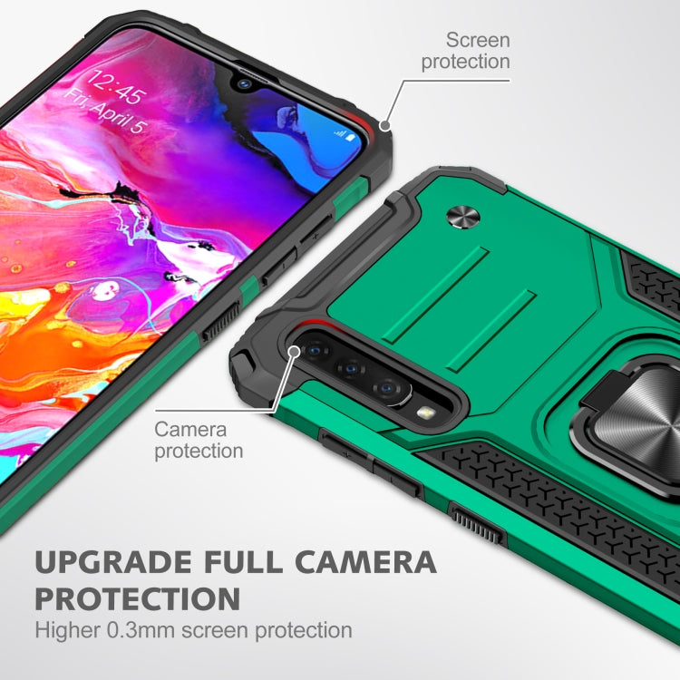 For Samsung Galaxy A70 Magnetic Armor Shockproof TPU + PC Case with Metal Ring Holder