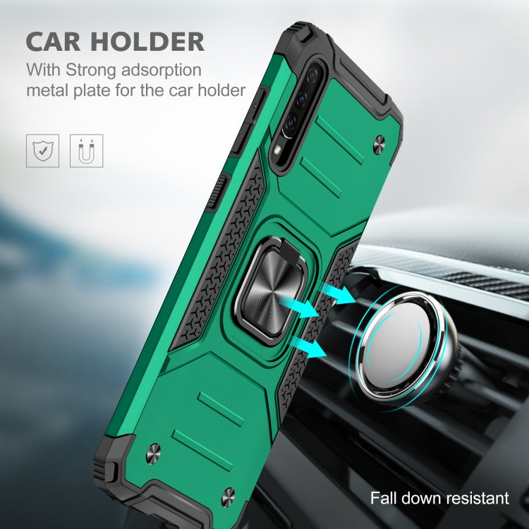 For Samsung Galaxy A70 Magnetic Armor Shockproof TPU + PC Case with Metal Ring Holder