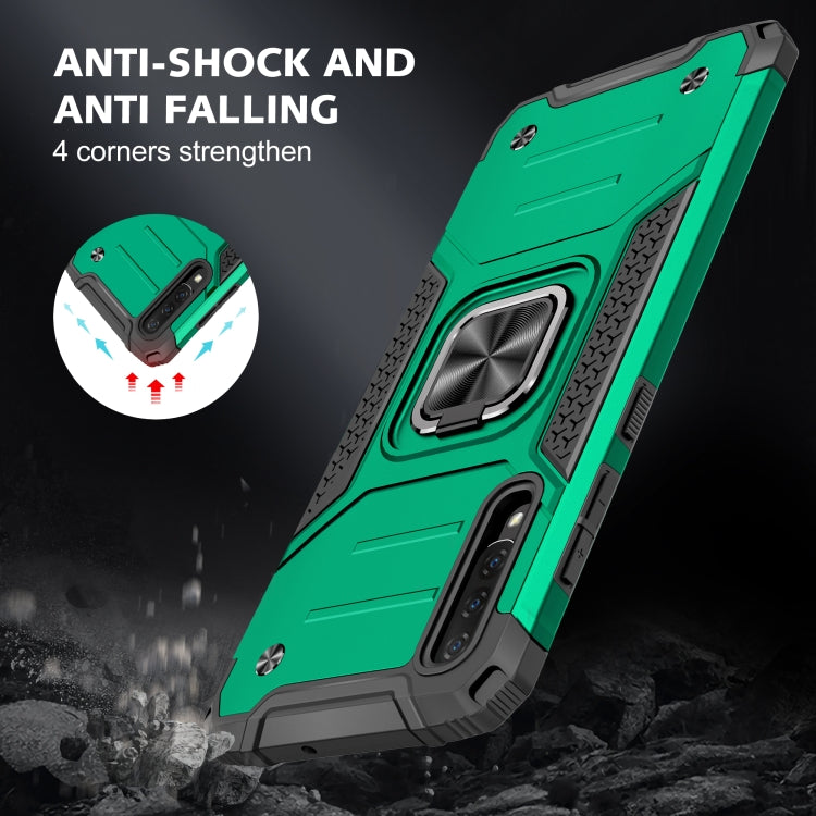 For Samsung Galaxy A70 Magnetic Armor Shockproof TPU + PC Case with Metal Ring Holder
