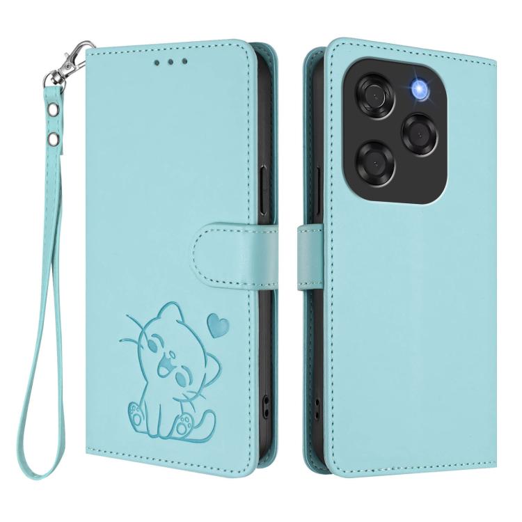 For Coolpad X100 Embossed Heart Cat Leather Phone Case with Hand Strap