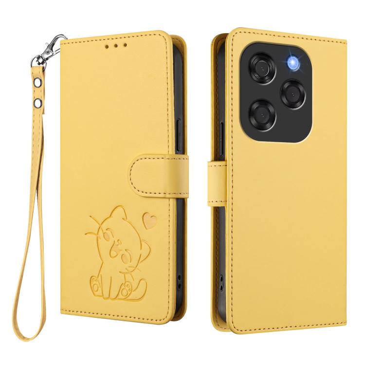 For Coolpad X100 Embossed Heart Cat Leather Phone Case with Hand Strap