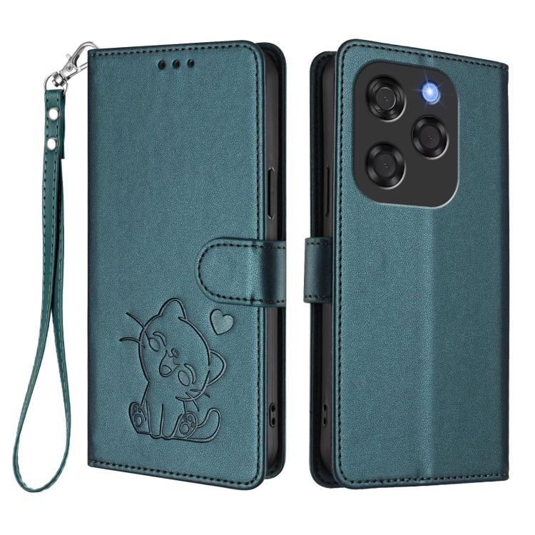 For Coolpad X100 Embossed Heart Cat Leather Phone Case with Hand Strap