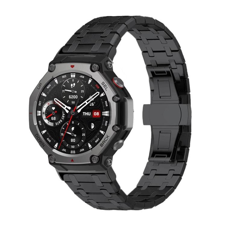 For Amazfit T-Rex Pro Butterfly Buckle Stainless Steel Watch Band