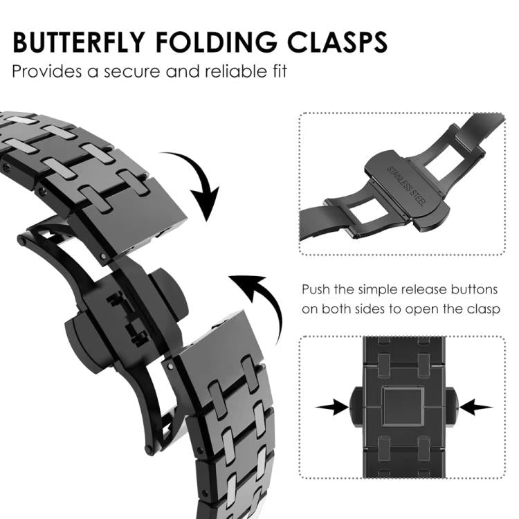 For Amazfit T-Rex Pro Butterfly Buckle Stainless Steel Watch Band