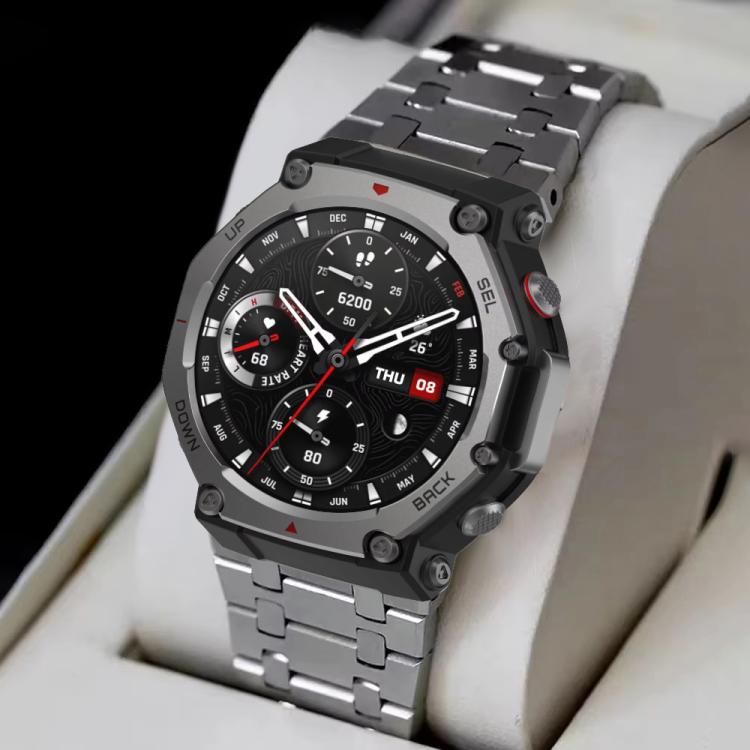 For  Amazfit T-Rex 2 Butterfly Buckle Stainless Steel Watch Band