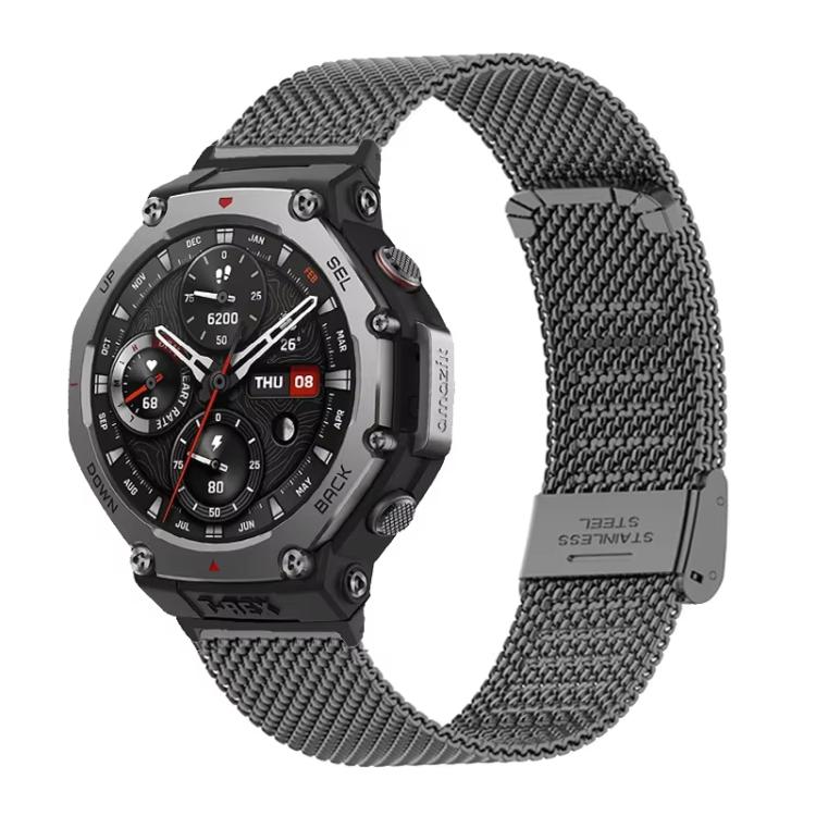 For Amazfit T-Rex Pro Fine Mesh Buckle Stainless Steel Watch Band