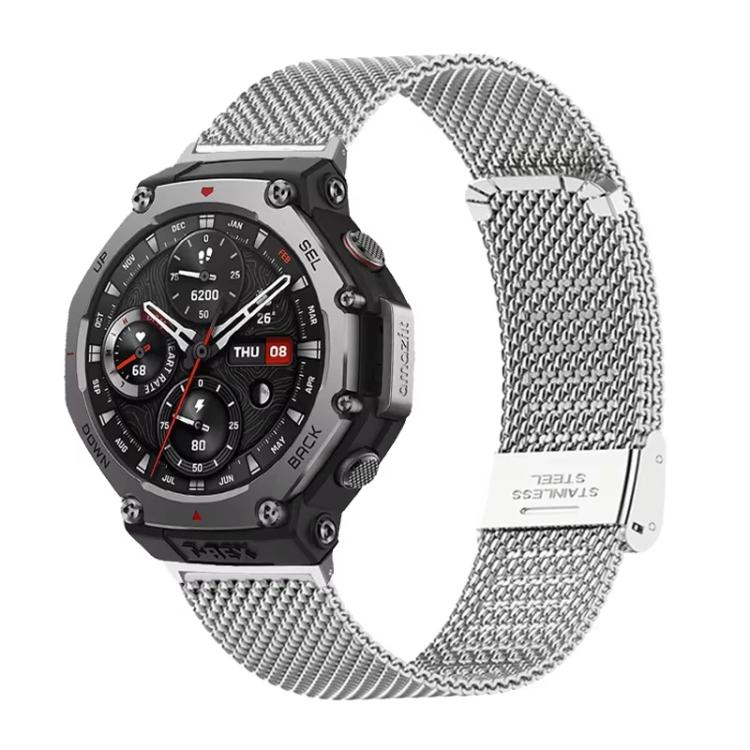For Amazfit T-Rex Pro Fine Mesh Buckle Stainless Steel Watch Band