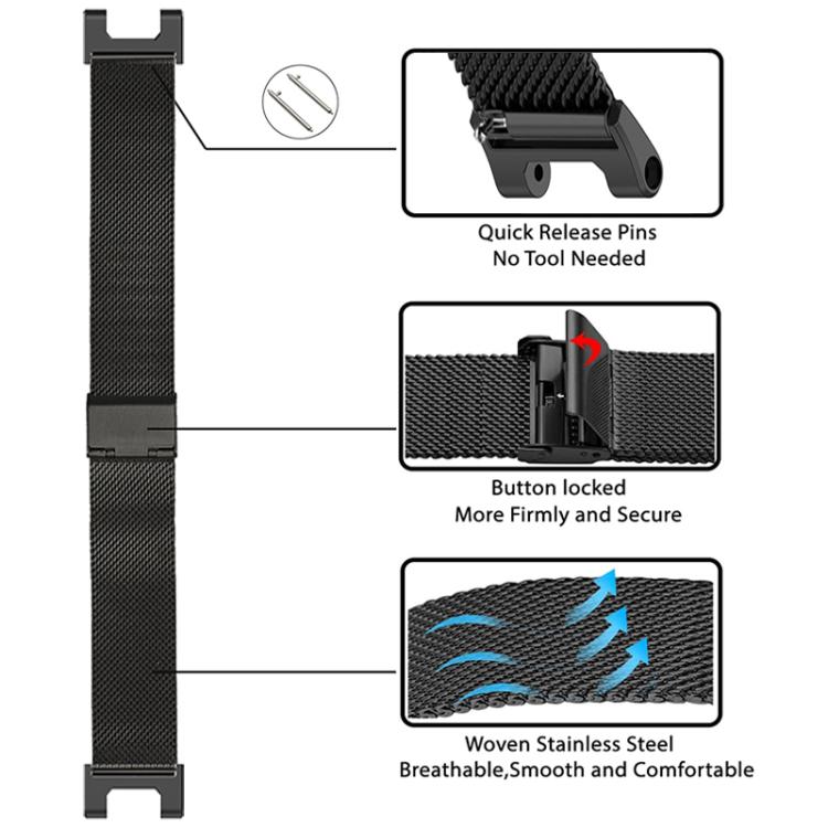 For Amazfit T-Rex Pro Fine Mesh Buckle Stainless Steel Watch Band