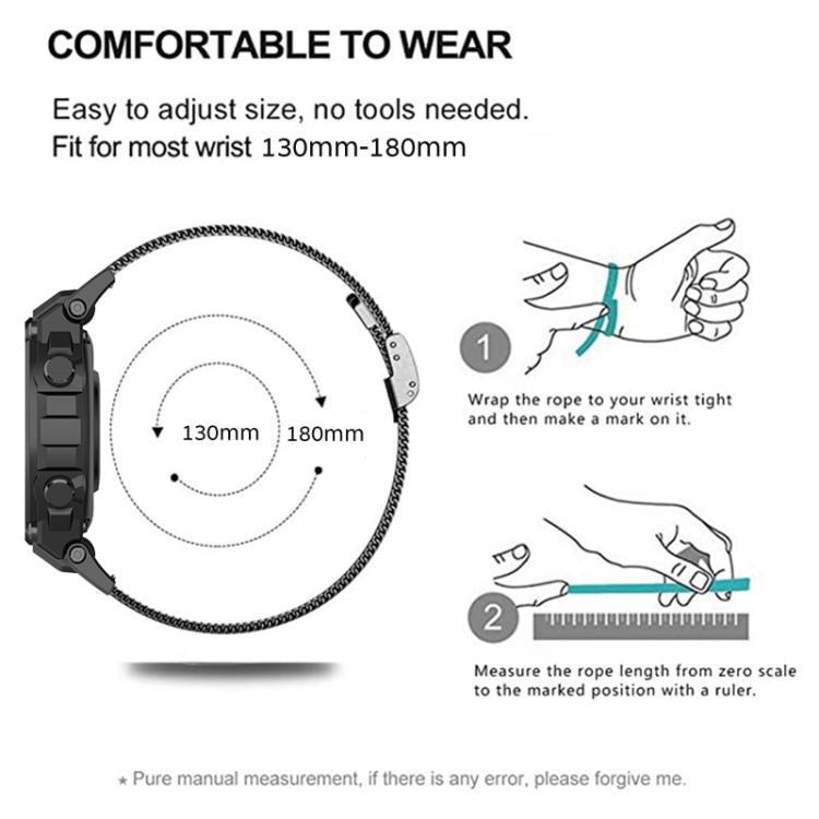 For Amazfit T-Rex Pro Fine Mesh Buckle Stainless Steel Watch Band