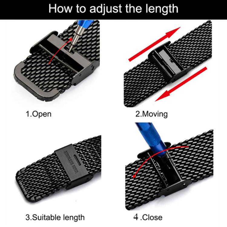 For Amazfit T-Rex Pro Fine Mesh Buckle Stainless Steel Watch Band