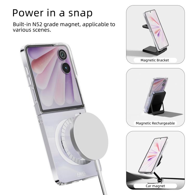 For Honor Magic V Flip 2 ABEEL Transparent MagSafe Magnetic PC Phone Case