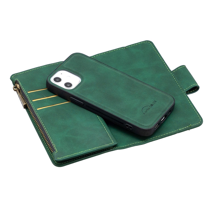 For iPhone 12 mini Skin Feel Detachable Magnetic Zipper Horizontal Flip PU Leather Case with Multi-Card Slots & Holder & Wallet & Photo Frame & Lanyard
