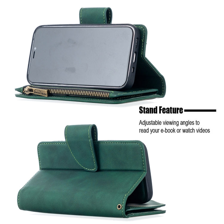 For iPhone 12 mini Skin Feel Detachable Magnetic Zipper Horizontal Flip PU Leather Case with Multi-Card Slots & Holder & Wallet & Photo Frame & Lanyard