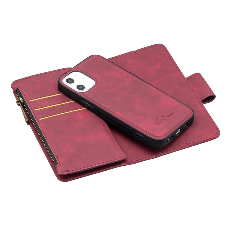 For iPhone 12 mini Skin Feel Detachable Magnetic Zipper Horizontal Flip PU Leather Case with Multi-Card Slots & Holder & Wallet & Photo Frame & Lanyard