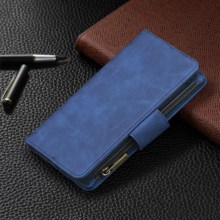For iPhone 12 Pro Max Skin Feel Detachable Magnetic Zipper Horizontal Flip PU Leather Case with Multi-Card Slots & Holder & Wallet & Photo Frame & Lanyard