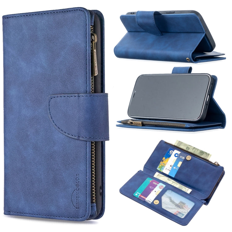 For iPhone 12 Pro Max Skin Feel Detachable Magnetic Zipper Horizontal Flip PU Leather Case with Multi-Card Slots & Holder & Wallet & Photo Frame & Lanyard