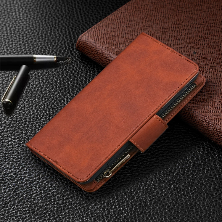 For iPhone 12 Pro Max Skin Feel Detachable Magnetic Zipper Horizontal Flip PU Leather Case with Multi-Card Slots & Holder & Wallet & Photo Frame & Lanyard