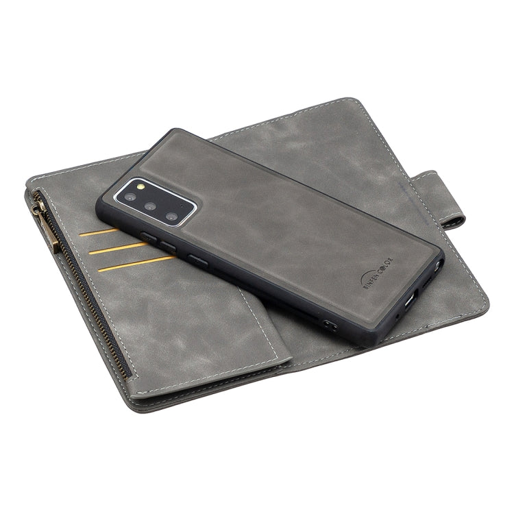 For Samsung Galaxy Note20 Skin Feel Detachable Magnetic Zipper Horizontal Flip PU Leather Case with Multi-Card Slots & Holder & Wallet & Photo Frame & Lanyard