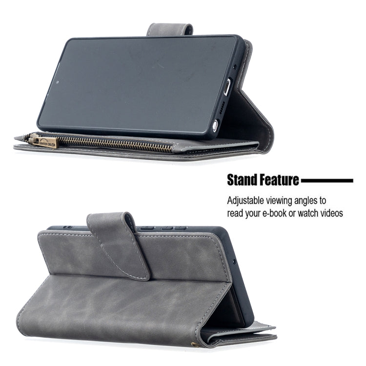 For Samsung Galaxy Note20 Skin Feel Detachable Magnetic Zipper Horizontal Flip PU Leather Case with Multi-Card Slots & Holder & Wallet & Photo Frame & Lanyard
