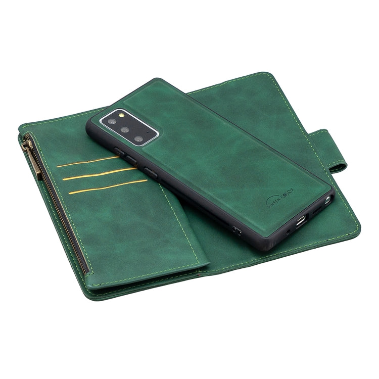 For Samsung Galaxy Note20 Skin Feel Detachable Magnetic Zipper Horizontal Flip PU Leather Case with Multi-Card Slots & Holder & Wallet & Photo Frame & Lanyard